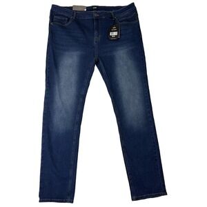 NWT Blu Rock Denim 4 Way Stretch Straight Jeans Dark Wash JMBJ-02DW 36X31
